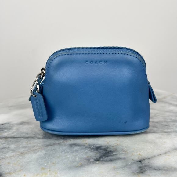 Vintage Coach Blue Soft Leather Cosmetic Case Zip Pouch - Picture 12 of 12